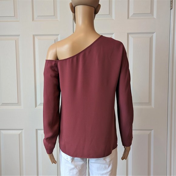 Aritzia Babaton Burke Off The Shoulder Blouse Dark Pink Size XS - Picture 5 of 9
